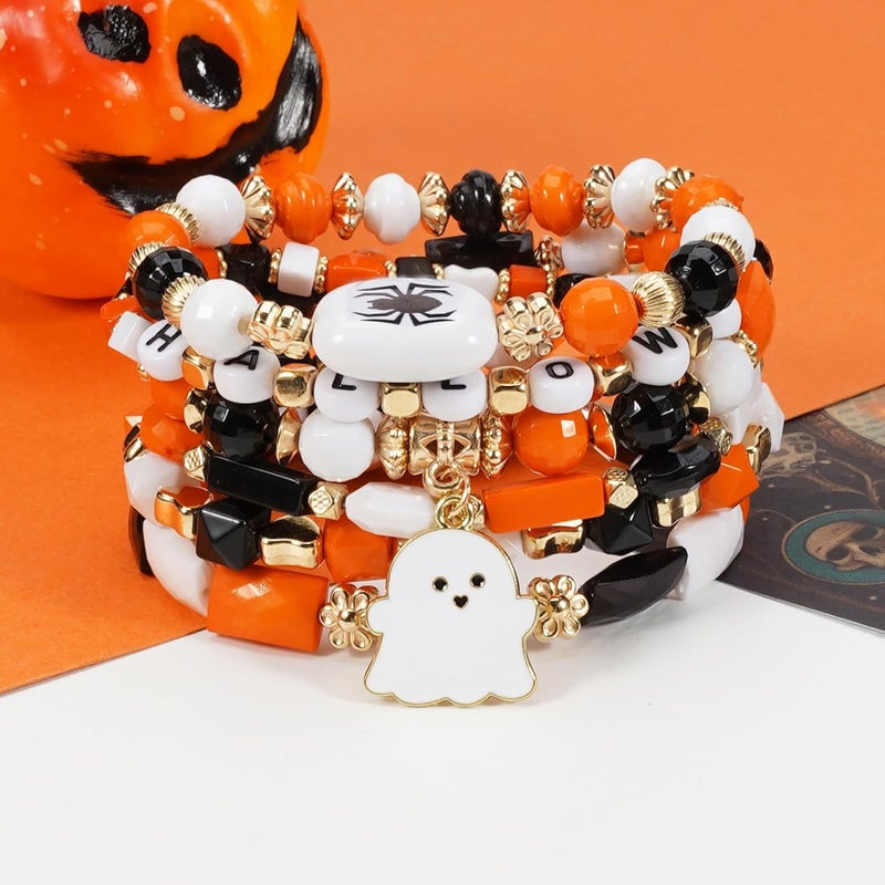 Lonext Halloween Bracelets Stackable Heishi Beaded Stretch Bracelets - Image 5